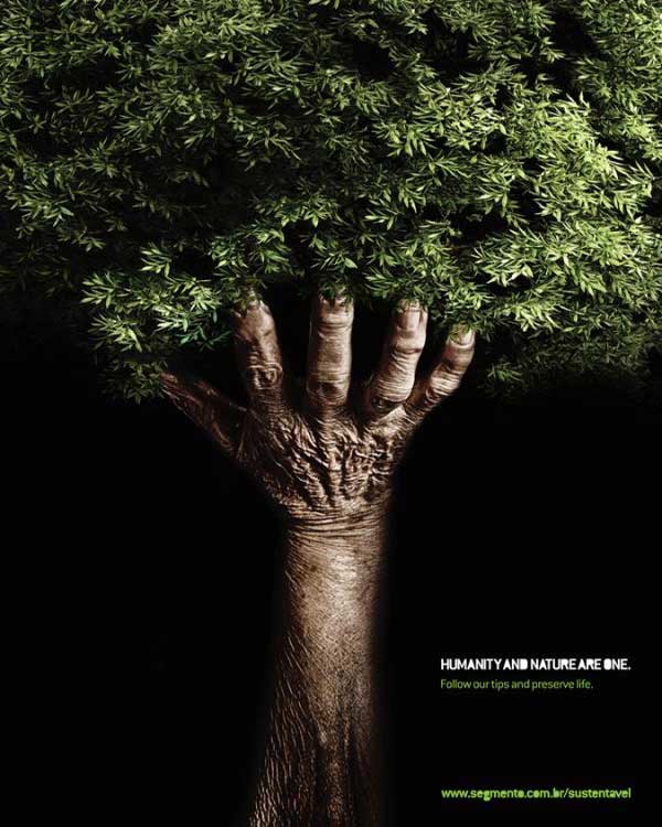 پوستر تبلیغاتی طبیعت و بشریت یکی است