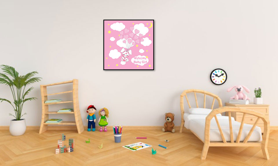 تابلو زمینه صورتی اتاق کودک
