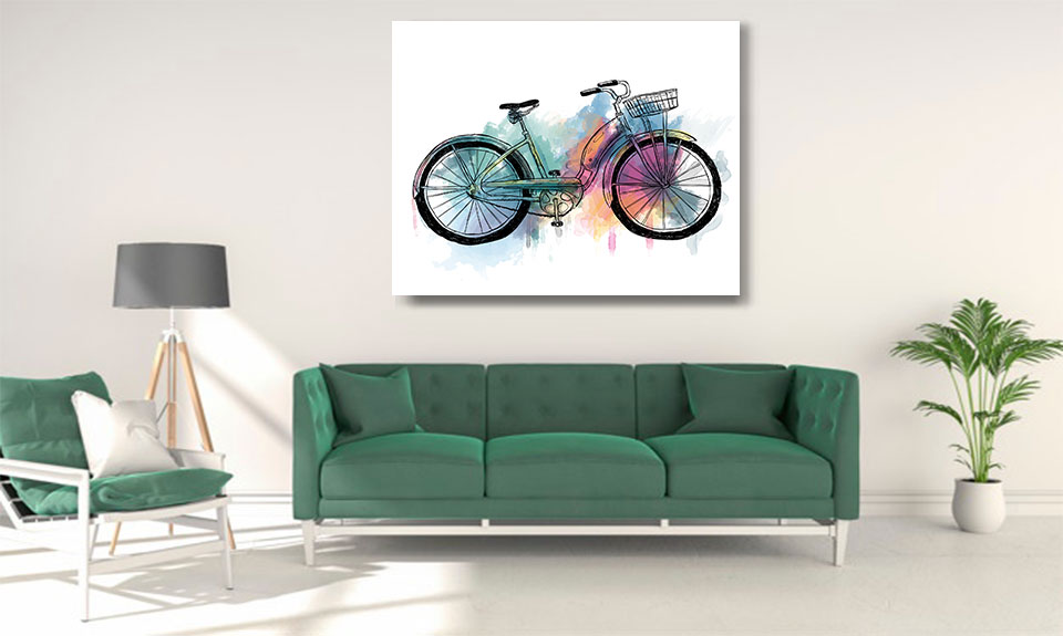 تابلو دوچرخه با زمینه رنگ مختلط