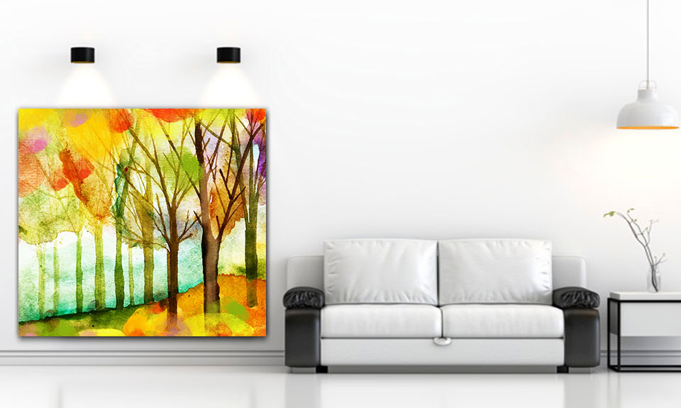 تابلو نقاشی درخت ، تابلو نقاشی فصل پاییز ، نقاشی درختان پاییزی ، نقاشی پاییز ، نقاشی پاییز ساده و کودکانه