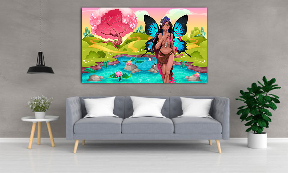 تابلو نقاشی زن پروانه ای ، تابلو زن پروانه ، نقاشی زن پروانه ، نقاشی زن سرخپوست