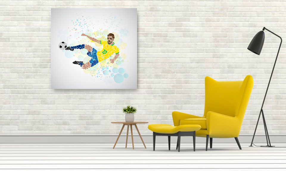 تابلو دیواری برزیل فوتبالی ، تابلو ورزشی ، تابلو دیجیتال ، بازیکن برزیل
