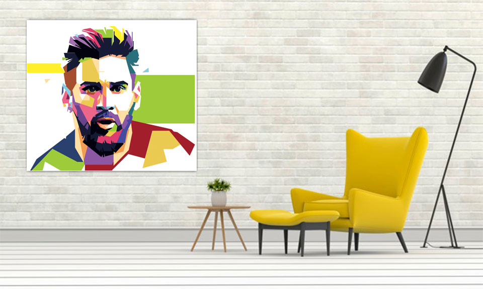 تابلو فوتبالی لیونل مسی ، تابلو دیواری مسی فوتبالی ، خرید تابلو لیونل مسی ، نقاشی مدرن لیونل مسی
